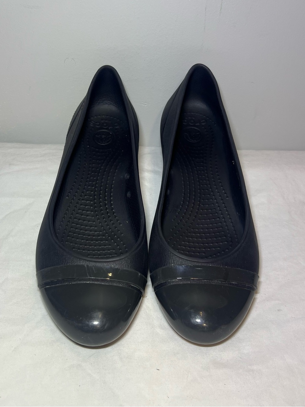Black Women's Slip-On Crocs Ballerina Flats